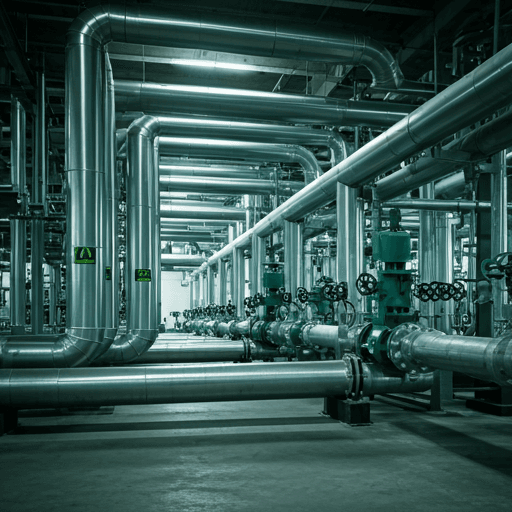 Large-scale industrial plumbing installation
